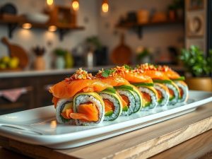 Sushi Brasileiro Low Carb com Abacate e Salmão