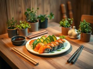 Sushi Brasileiro Low Carb com Abacate e Salmão