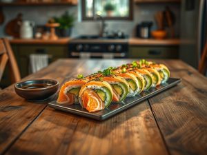 Sushi Brasileiro Low Carb com Abacate e Salmão