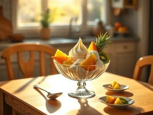 Sorvete Cremoso de Coco com Frutas Tropicais