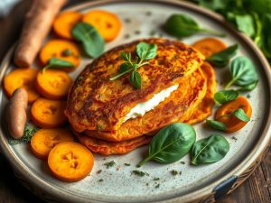 Panqueca de Batata Doce com Recheio de Ricota