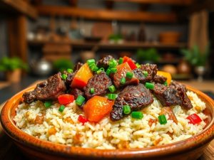Arroz Carreteiro Low Carb com Carne Seca