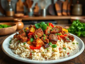 Arroz Carreteiro Low Carb com Carne Seca