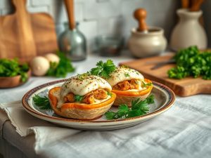 Esfiha Aberta de Frango com Requeijão Low Carb