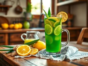 Suco de Babosa Refrescante com Limão e Gengibre
