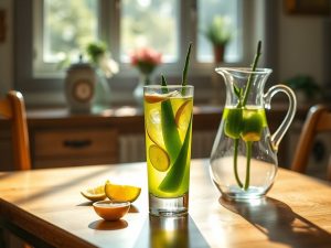 Suco de Babosa Refrescante com Limão e Gengibre