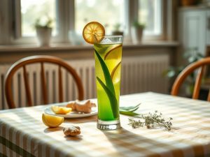 Suco de Babosa Refrescante com Limão e Gengibre